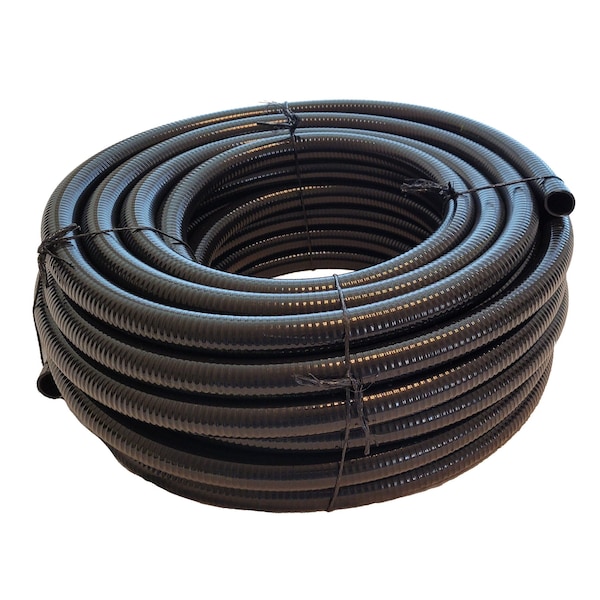 Liquid-Tight Flex Plastic Conduit, 1/2 in Trade Size, 100 ft, PVC, Black